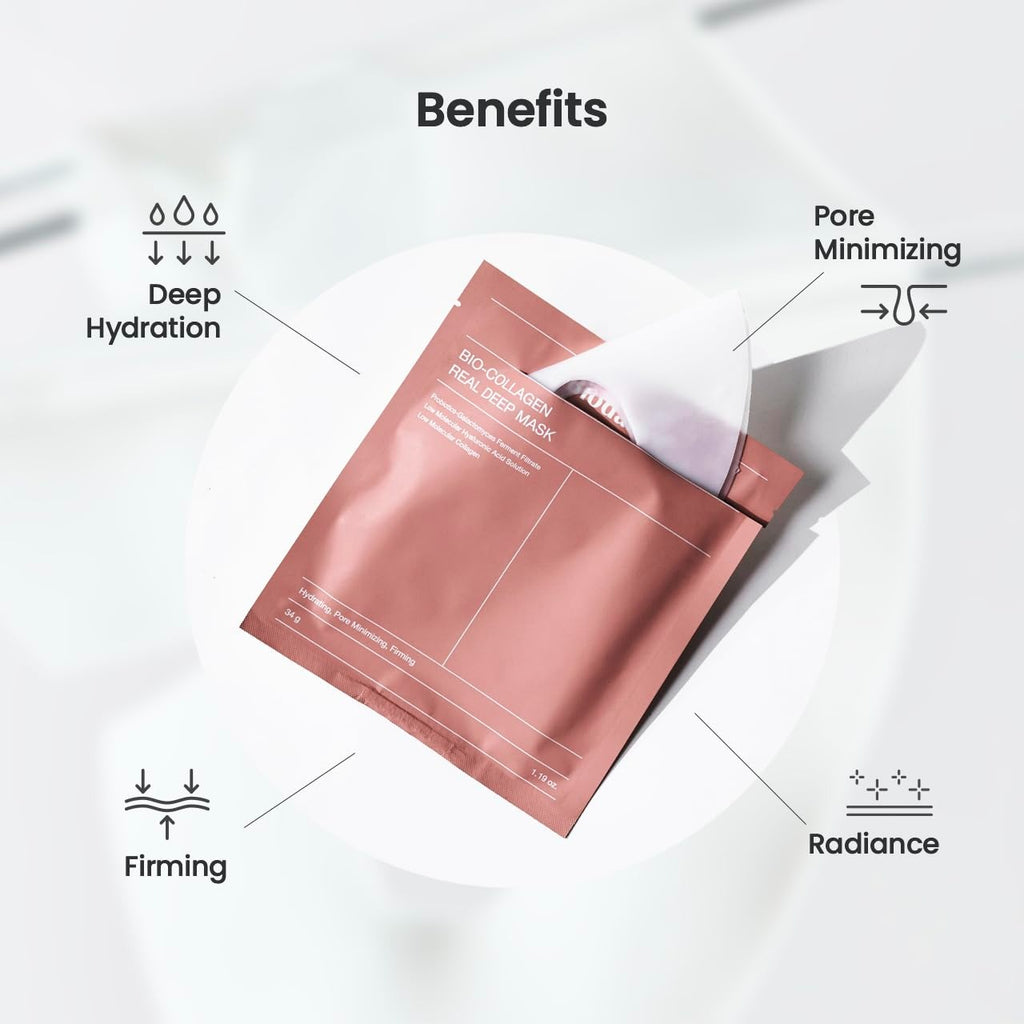 01 Pc Bio-Collagen Real Deep Mask, Hydrating Over Night, Facial Sheet Mask, Pore Minimising, Firming, Collagen Mask, Hydrating Overnight Skin Care Mask - 34gram