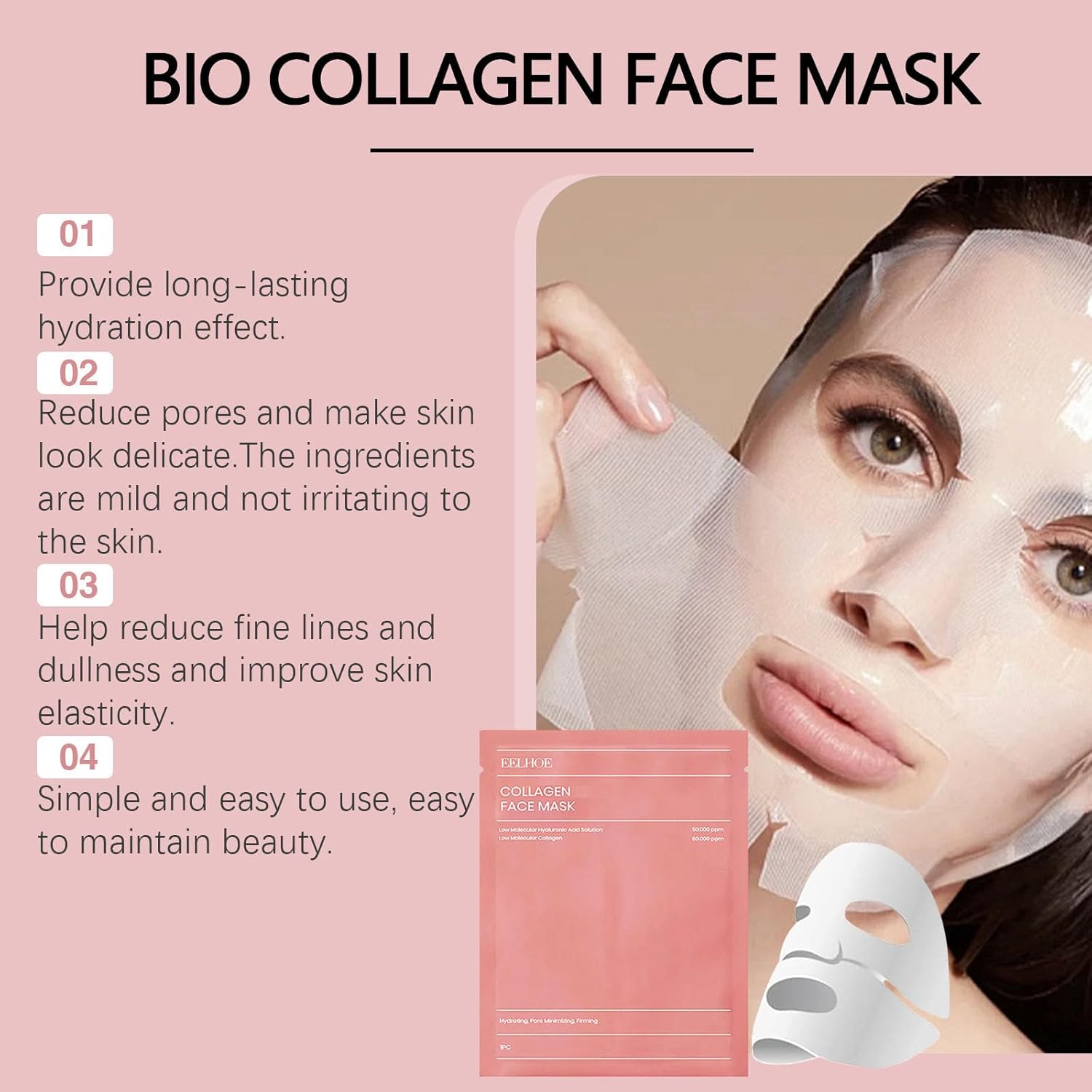 01 Pc Bio-Collagen Real Deep Mask, Hydrating Over Night, Facial Sheet Mask, Pore Minimising, Firming, Collagen Mask, Hydrating Overnight Skin Care Mask - 34gram