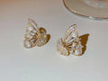 Korean Zircon And Pearl Butterfly front back earrings | Luxury Look Artificial Earrings | Girls Earrings | Women Earrings - Golden