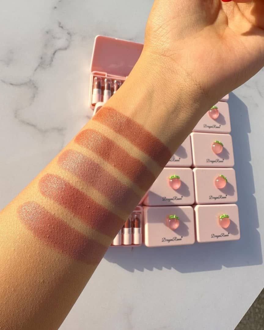 5 Pcs Dragon Ranee Peach Mini Lipstick