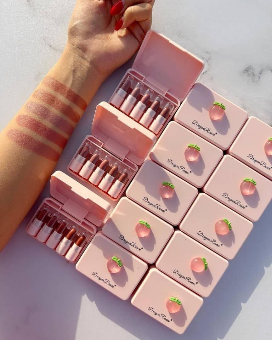 5 Pcs Dragon Ranee Peach Mini Lipstick