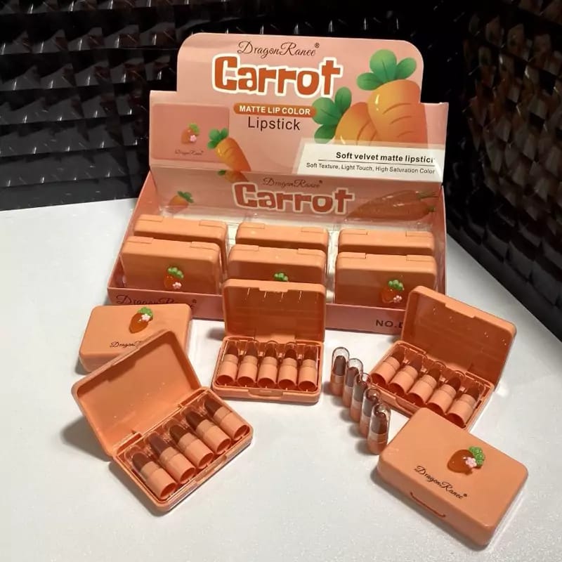 5 Pcs Dragon Ranee Carrot Mini Lipstick