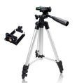 Adjustable Tripod Stand for Mobile Phones and Cameras with Mobile Holder, Portable DSLR Stand for Vlogging, Universal Silver Model 3110 and Bag
