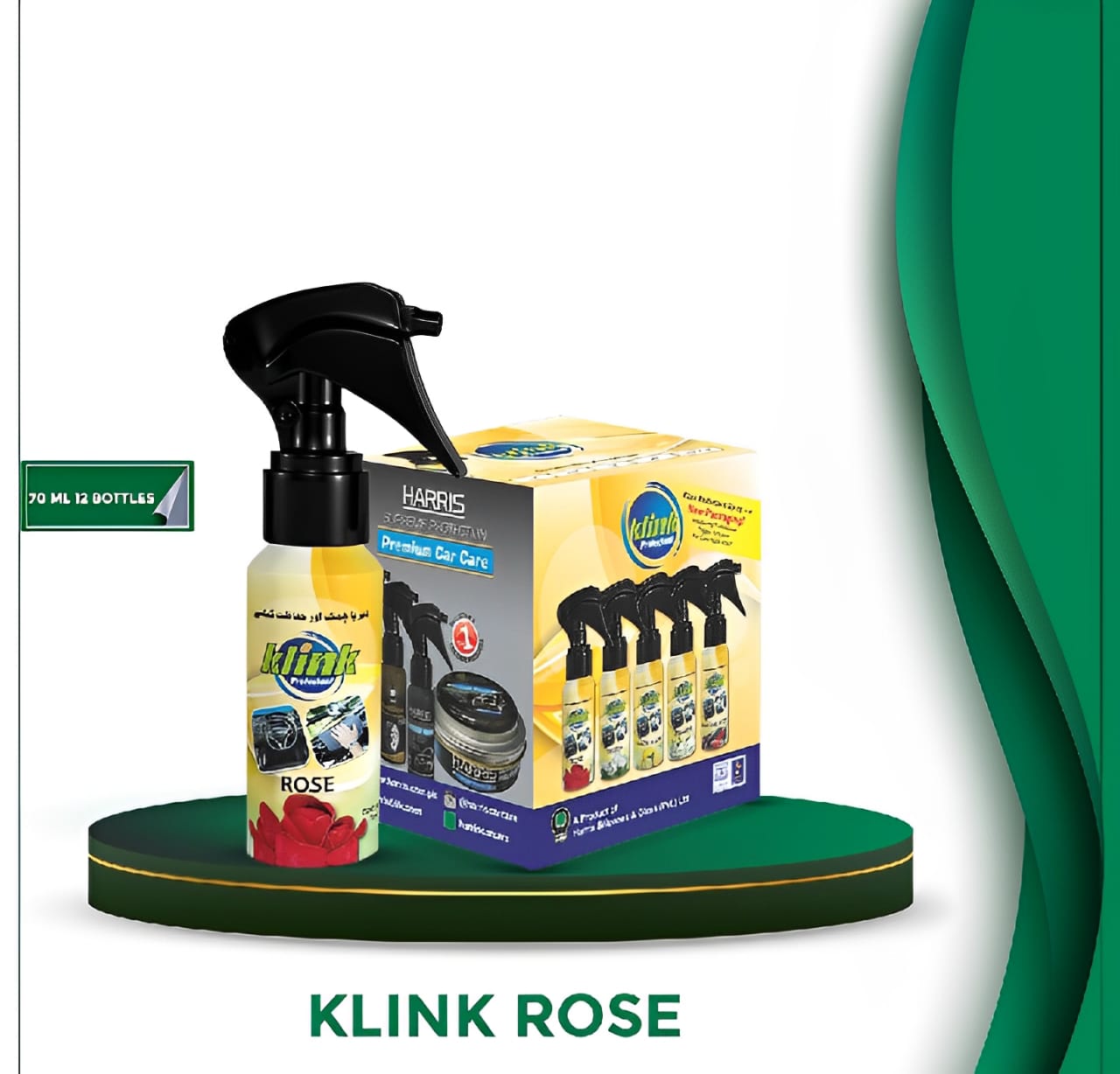 Pack of 12 Klink Protectant Rose Dashboard Polish | Best Quality Dashboard Shining Spray 70ml