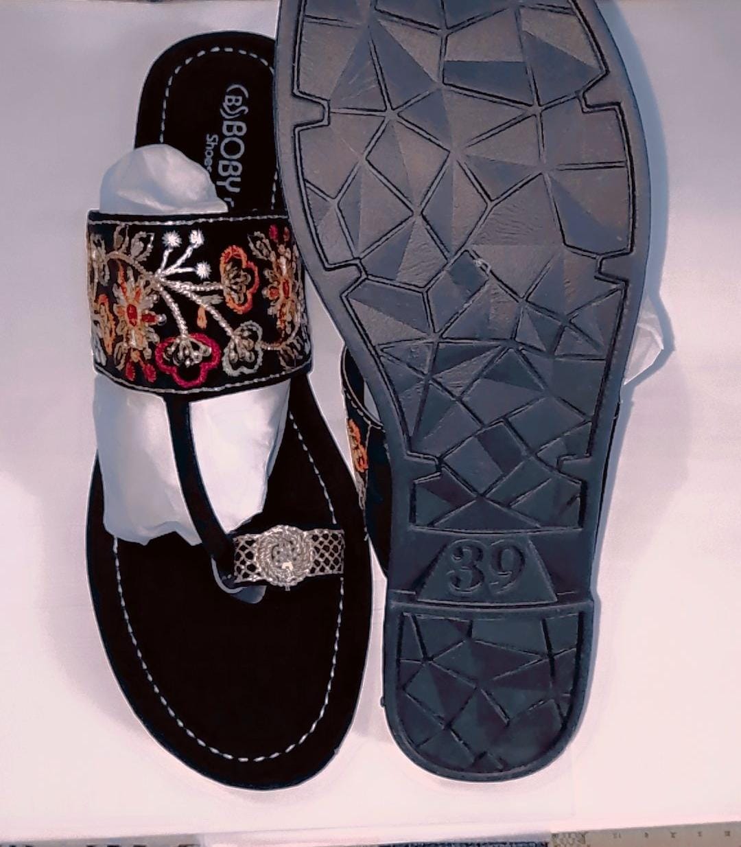 Kolhapuri Slipper Design No. 25-79 �Classic Black Handcrafted Footwear (With Box ) - 7