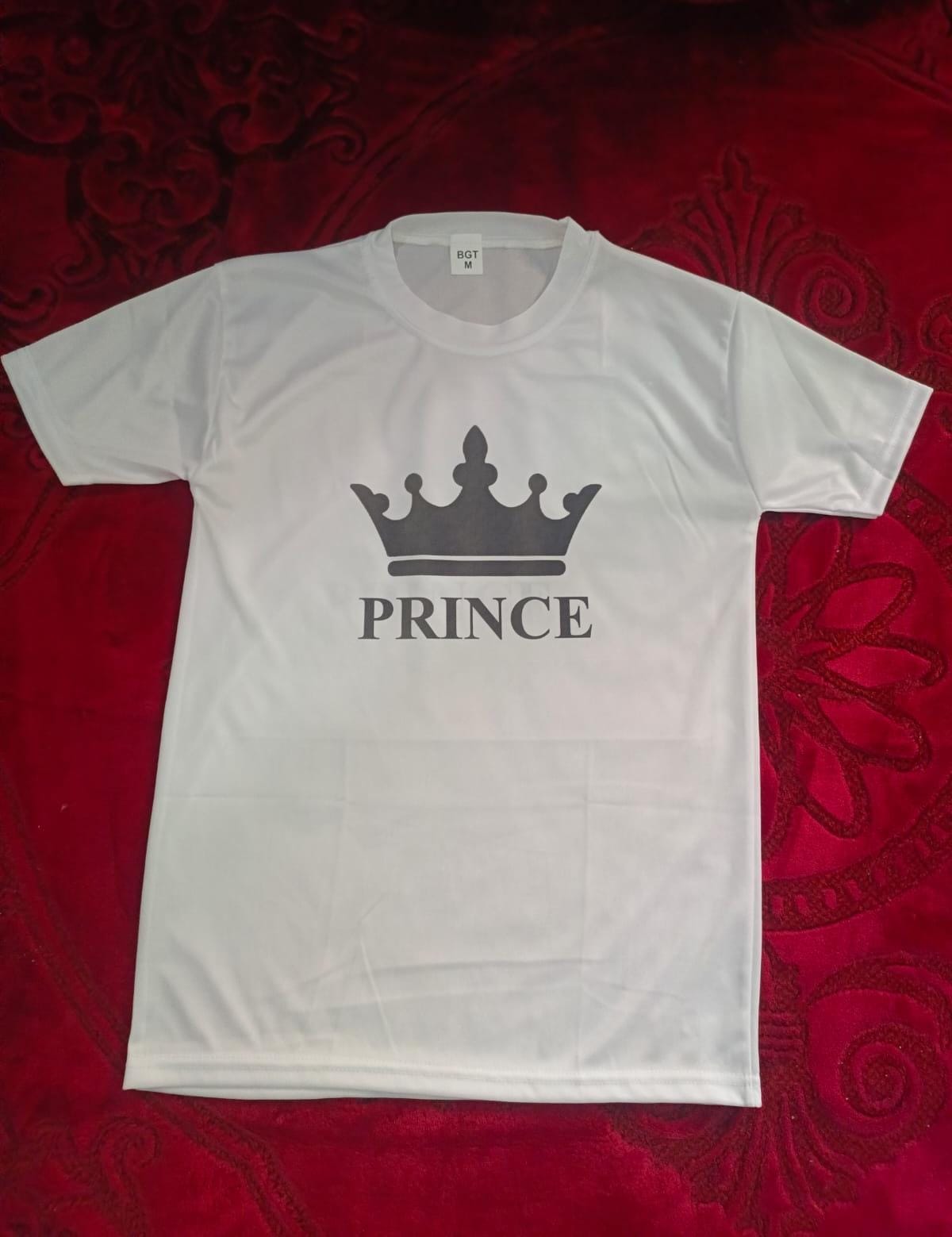 Stylish White T-Shirt with Cute Design �Best Quality T-Shirts For Boys | T-Shirt For Men | Printed T-Shirts - Prince T-Shirts? | Prince Design T-Shirt - Small