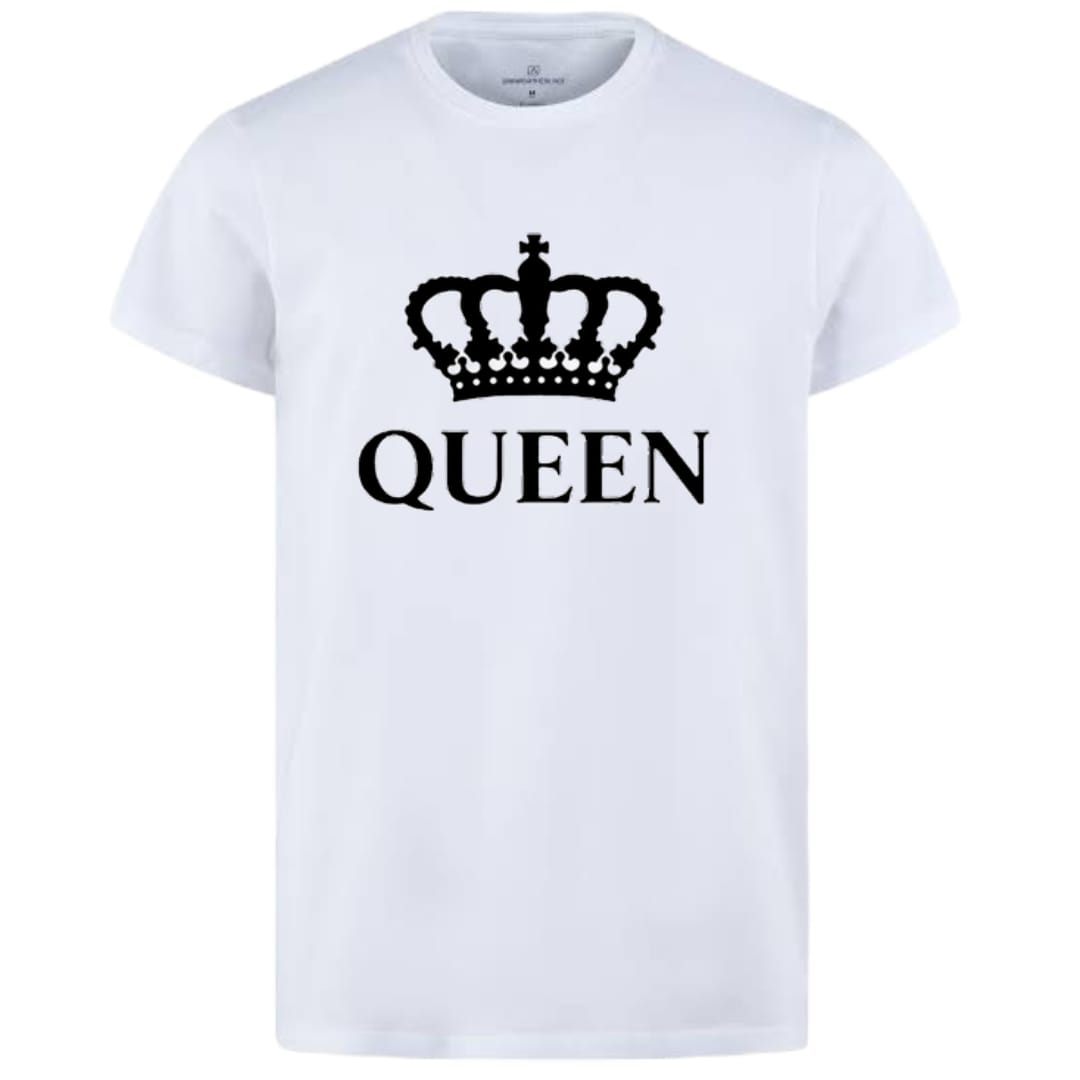 Combo Of King &amp; Queen Style White T-Shirt with Cute Design - King &amp; Queen Design T-Shirts? �Best Quality T-Shirts For Girls | T-Shirt For Women - T-Shirt For Boy | T-Shirt For Men | Queen T-Shirts? | King Design T-Shirt - Small