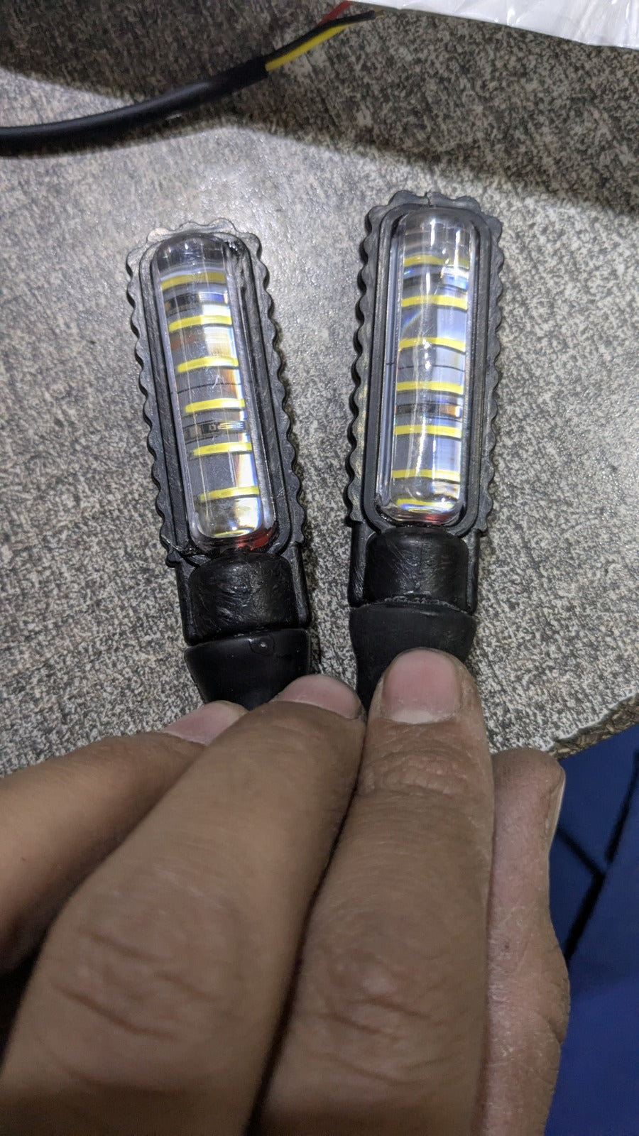 Universal LED Turn Signal Indicator | Dual Color (Yellow &amp; White) | Waterproof &amp; Flexible | For 70cc, 125cc &amp; All Motorcycles - 2 Pcs