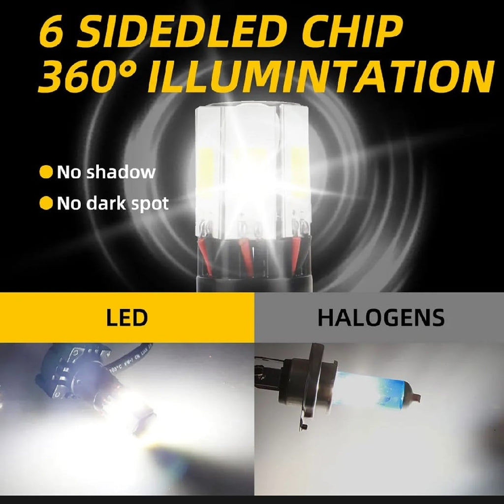 M6 LED Universal Headlight with Fan for All Bikes | universal fitting 3 function High/Low and flasher light