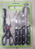 6 in 1 Stainless Steel Knives Set�For meat, bread, fruits, and vegetables | Kitchen Knife Set with Scissors, Peeler &amp; Cutting Board �All-in-One Cooking Essentials with Ergonomic Handles &amp; Sharp Stainless Steel Blades