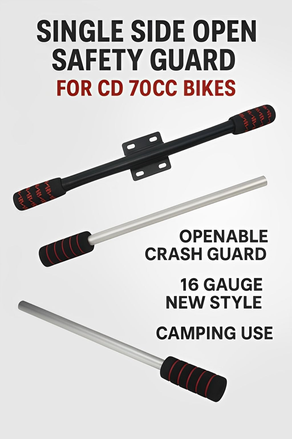 Single Side Open Safety Guard Stick for CD 70cc Fancy Rod Openable Crash Guard | Best Quality Safety Guard Stick ( random color)