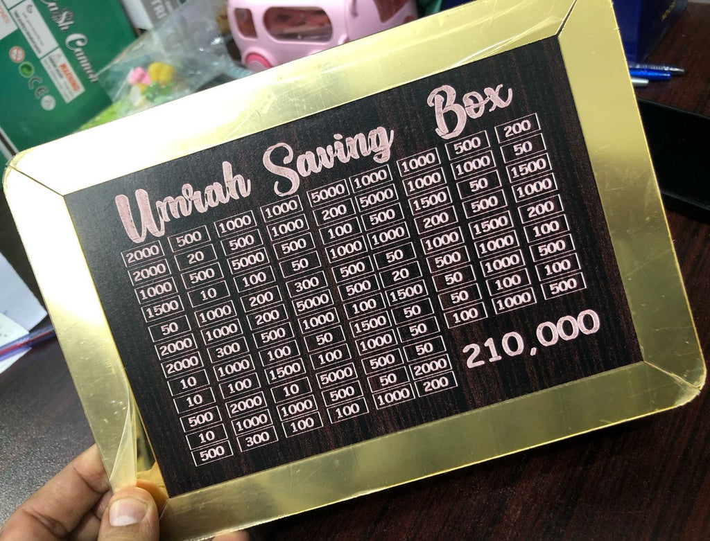 Umrah Saving Box - Box For Umrah Saving | Umrah Saving Box - Best Quality Umrah Saving Box - Umrah Saving Box Dark Brown, Wooden Money Box for Umrah - 210,000