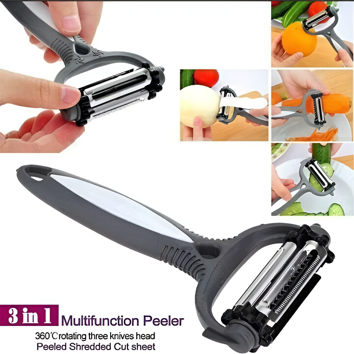 3-in-1 Vegetable Peeler Cyclone Knife �Roto Peeler | Multifunctional kitchen tool designed for multiple peeling ( random color)