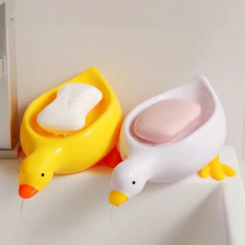 1 Pc Duck Soap Holder, Cute Soap Drying Rack, Kitchen Bathroom Shelf Floor Type Soap Holder, Portable Countertop Soap Organizer, Soap Case for Shower Bathroom Kitchen (random color)