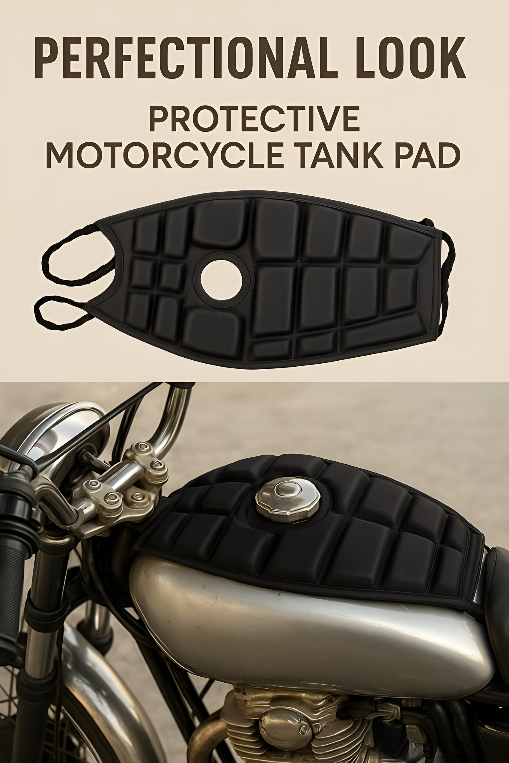 Universal Waterproof Motorcycle Fuel Tank Cushion �Premium Relaxer Tanki Pad &amp; Protective Cover for All Bikes | Anti-Slip, Shock-Absorbing, Weather-Resistant Pad for Comfortable Riding on Any Terrain