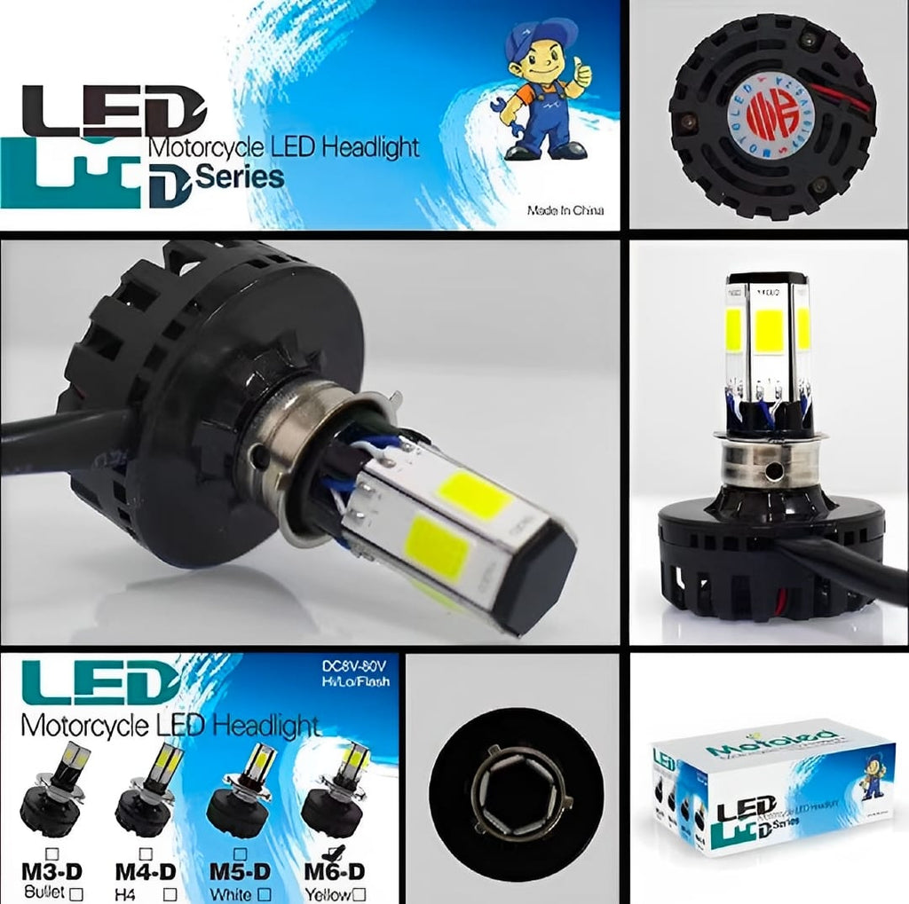 M6 LED Universal Headlight with Fan for All Bikes | universal fitting 3 function High/Low and flasher light