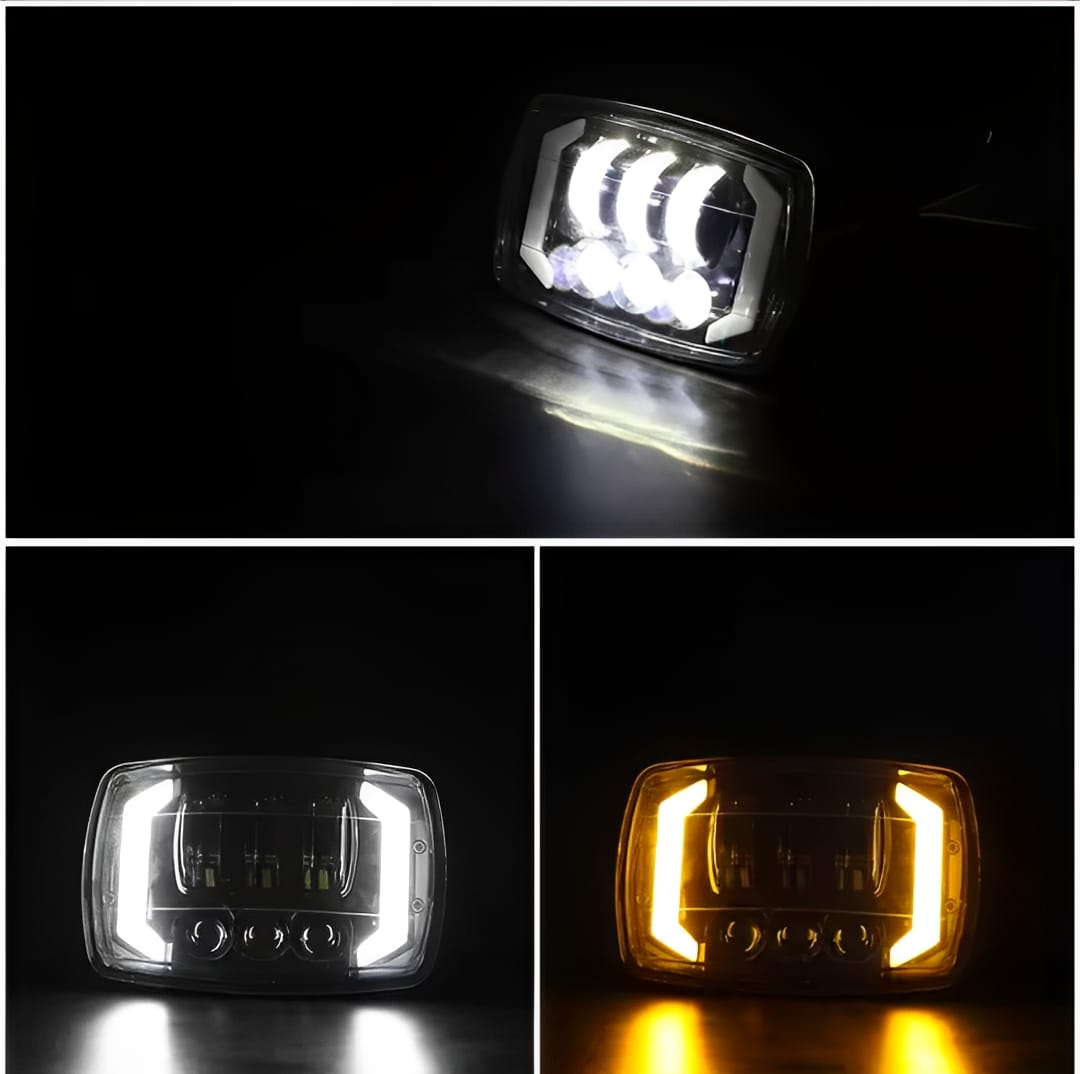 R60 Upgraded Headlight Beam for Honda CD70 / CG125 �Aluminum Body with Built-in DRL and Yellow Turn Indicators