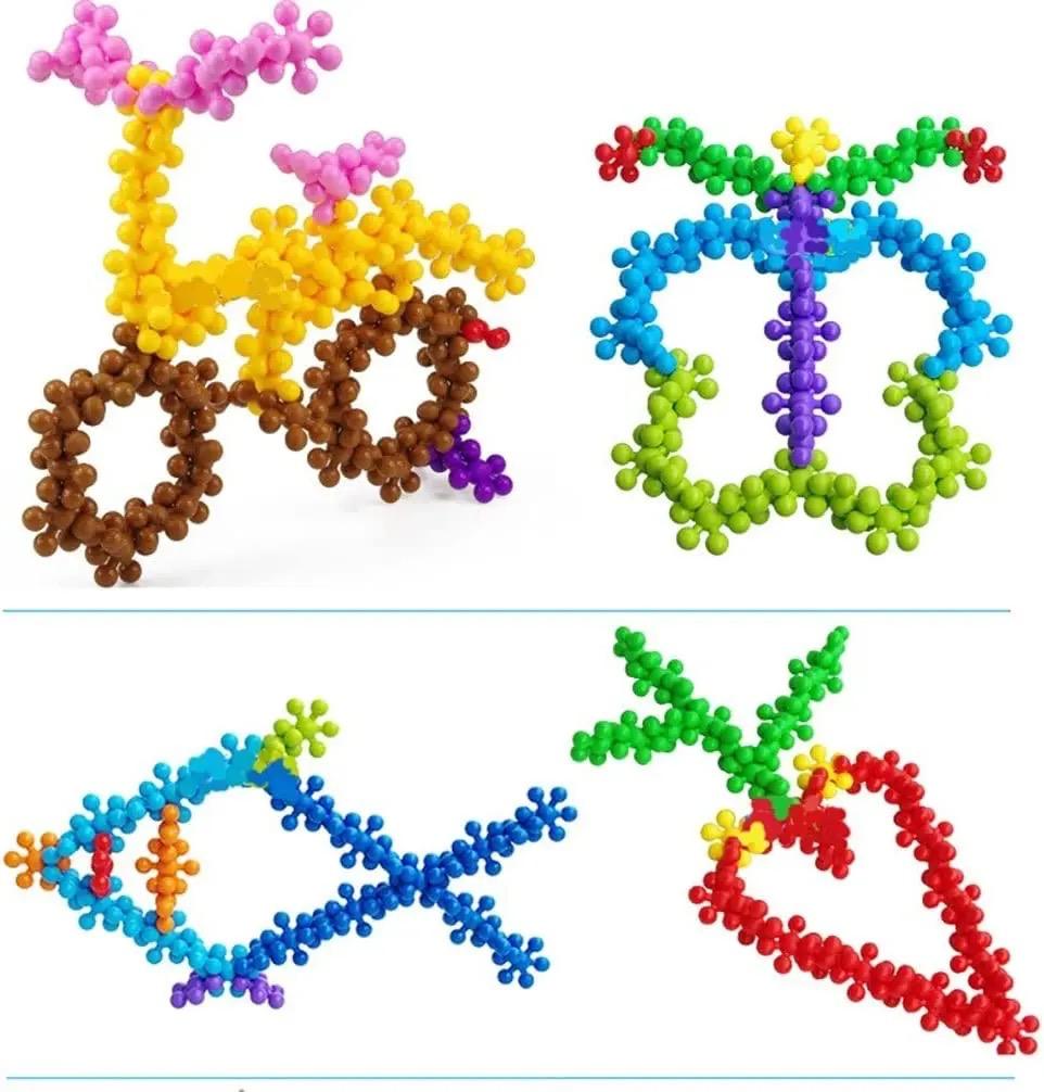 32 pcs Snowflakes Colorful Toy Building Blocks Flower-Shaped Set | Plastic colorful snowflakes toy