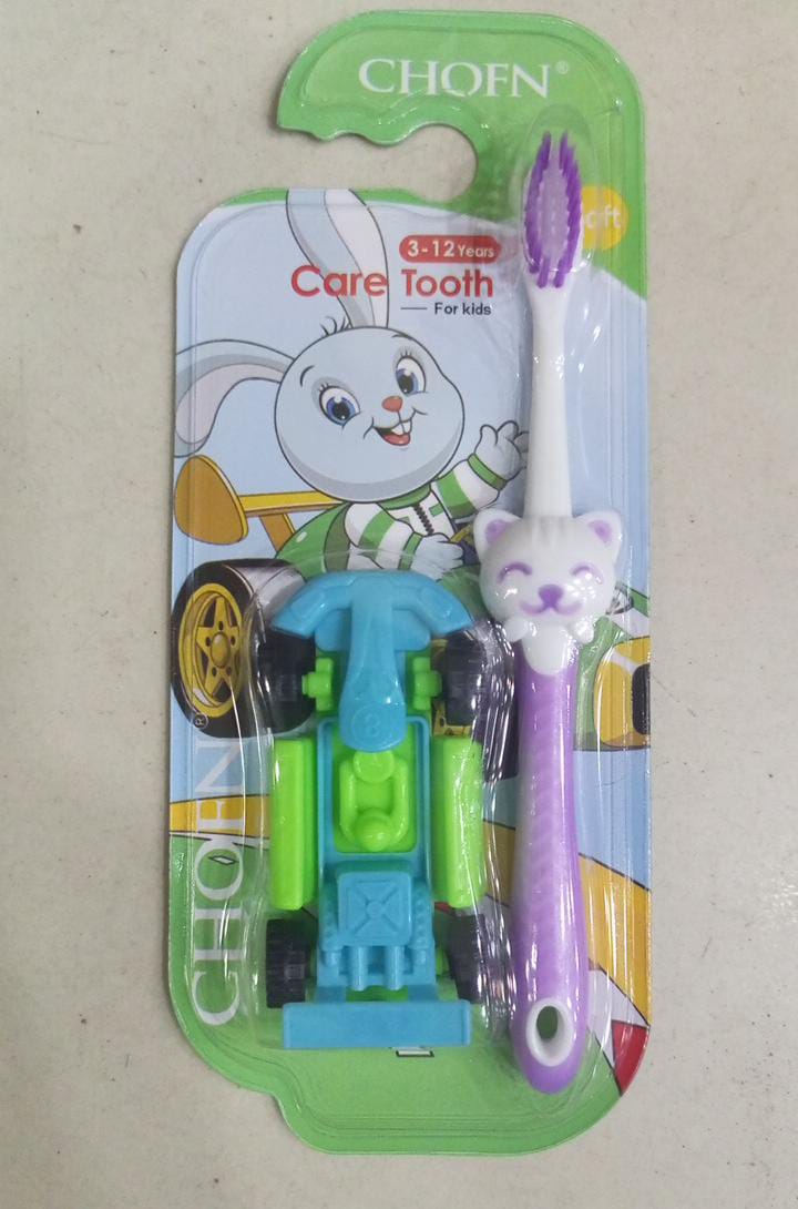 CHOFN Kids Toothbrush Set (3�2 Years) �Soft Bristles with Toy Car (Random Designs)