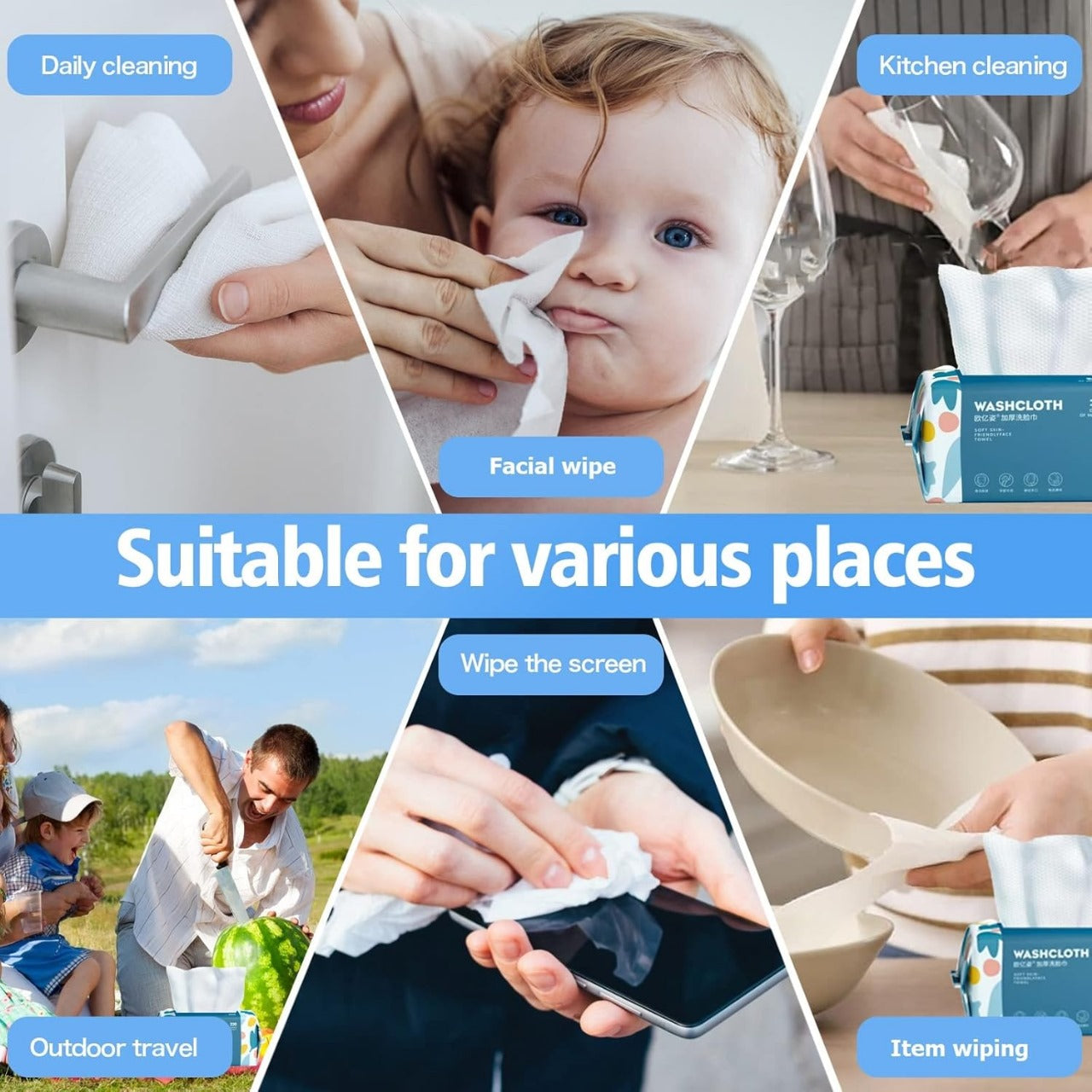 Disposable Face Towel �70 Pcs Ultra Soft, Thickened Cotton Tissues | Lint-Free, Multi-Purpose Facial Dry Wipes for Skincare, Makeup Removal &amp; Cleansing