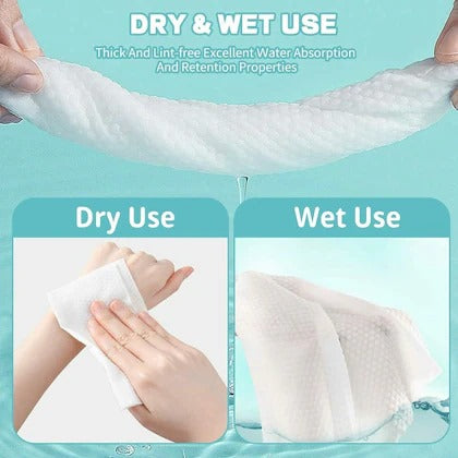 Disposable Face Towel �70 Pcs Ultra Soft, Thickened Cotton Tissues | Lint-Free, Multi-Purpose Facial Dry Wipes for Skincare, Makeup Removal &amp; Cleansing