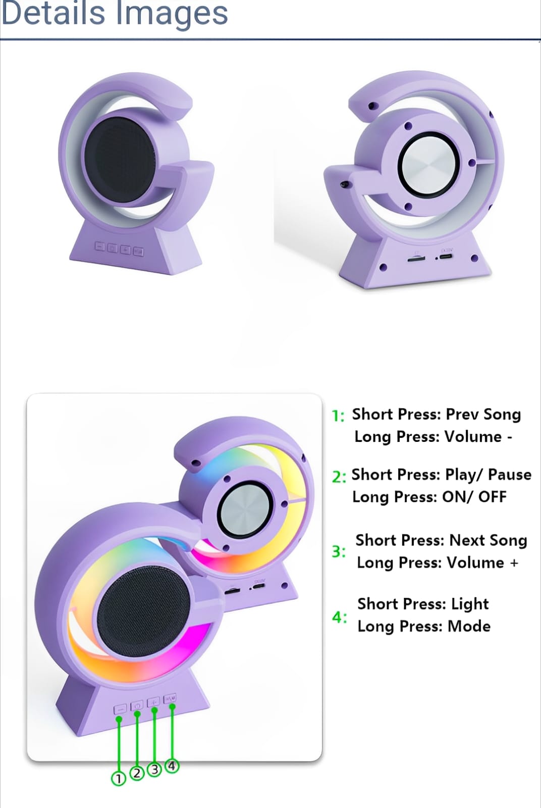 BX-39 Mini G Wireless Speaker with RGB Light &amp; Wireless Charging �Portable Bluetooth 5.3 Speaker &amp; Bedside Lamp