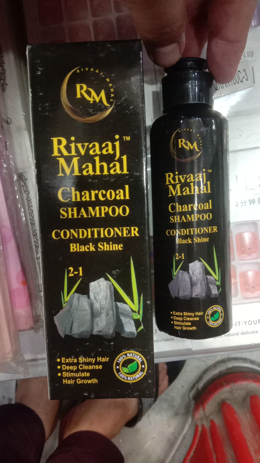 Rivaaj Mahal Charcoal Shampoo + Conditioner �Black Shine Formula for Deep Clean &amp; Smooth Finish 200ml