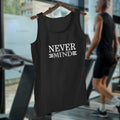 NEVER MIND Design - Black Jersey Printed Gym Sando Tanks Top For Men | Workout Tank top gym shirts for men | Sleeve-Less Shirt - M