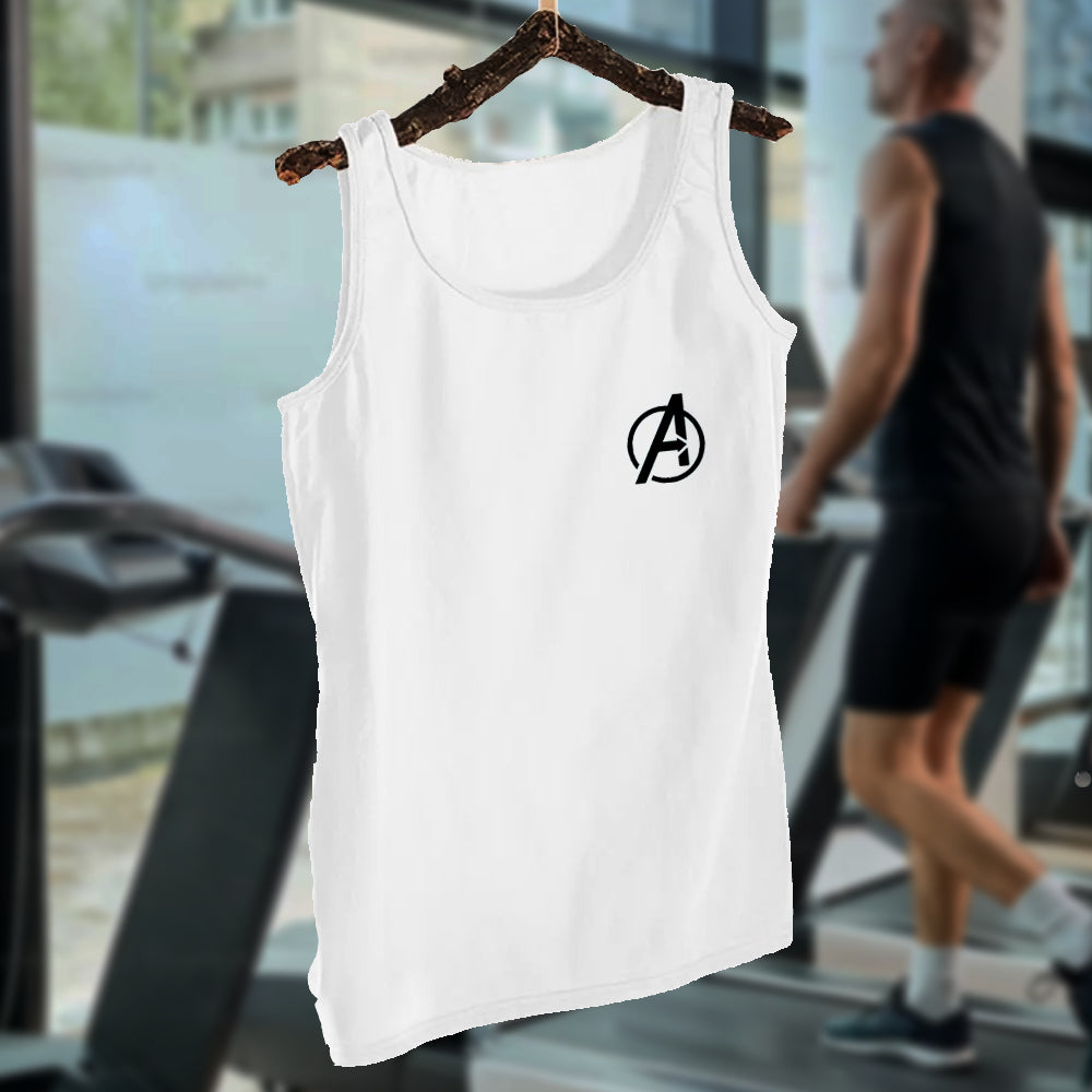 Pack of 1 Avengers Logo White Sando Jersey  for Men | Sleeve-Less 100% Pure Sando - M