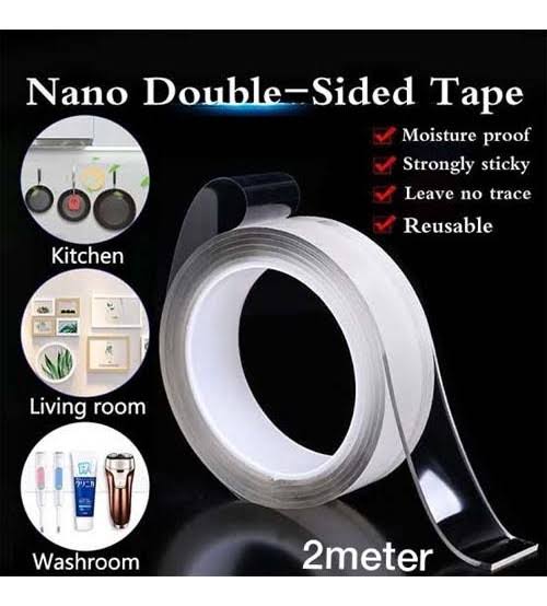 Nano Double-Sided Tape (2 Meters) �Washable, Reusable, and Strong Adhesive for Multi-Purpose Use �Versatile Tape for Home, Office, and DIY Projects