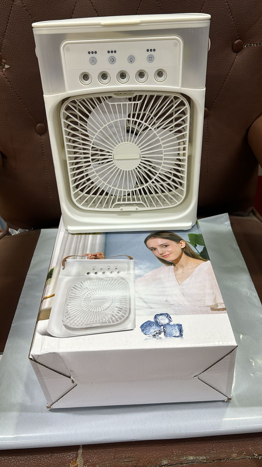 Portable Air Conditioner Fan USB Electric Fan with LED Night Light, Fine Mist Water, and Humidifier Function | Led Night Light Water Mist - Random Color 12 inch
