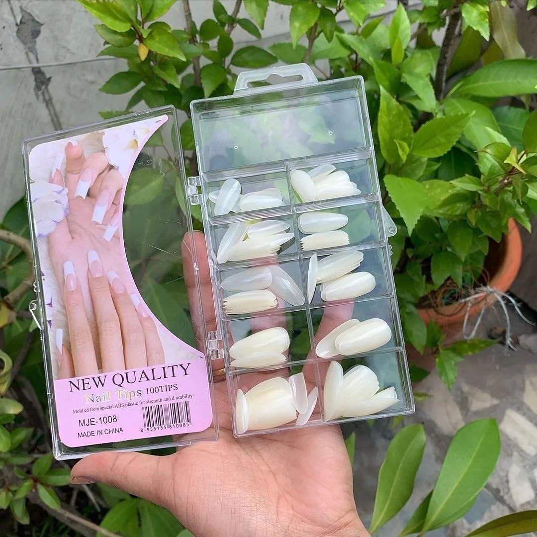 Nail Tips 100 Pcs / Transparent &amp; Natural Color Artificial Nails | Premium Quality Long-Lasting DIY False Nails for Elegant