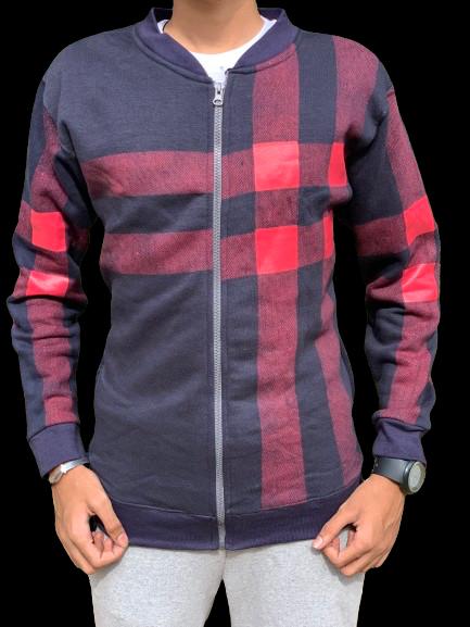 Men's Stylish Zipper Jacket with Contrast Checked Zipper | Jacket For Men's &amp; Boys | Stylish Jacket For Formal &amp; Casual Wear | Checked Design Jacket - M