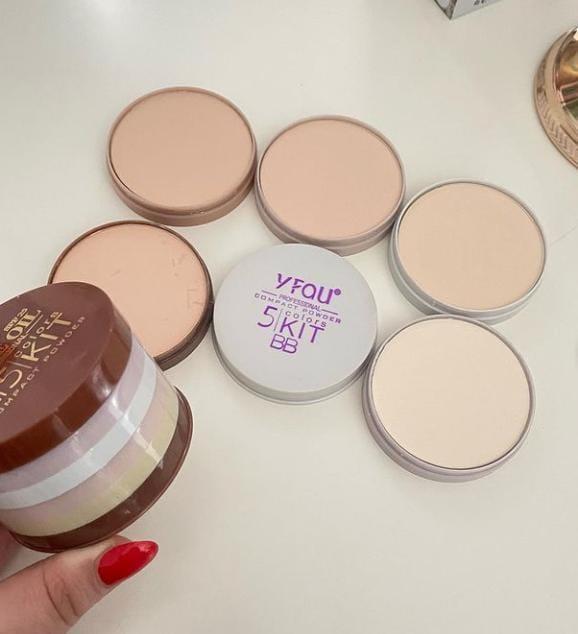 Pack Of 01 - 5 in 1 | Multi-Shade Face Powder Palette with Mirror | Compact Makeup Kit for All Skin Tones | Natural Finish &amp; Easy Blending