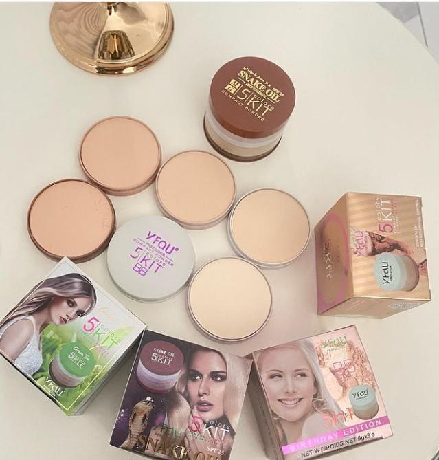 Pack Of 01 - 5 in 1 | Multi-Shade Face Powder Palette with Mirror | Compact Makeup Kit for All Skin Tones | Natural Finish &amp; Easy Blending