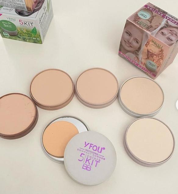 Pack Of 01 - 5 in 1 | Multi-Shade Face Powder Palette with Mirror | Compact Makeup Kit for All Skin Tones | Natural Finish &amp; Easy Blending