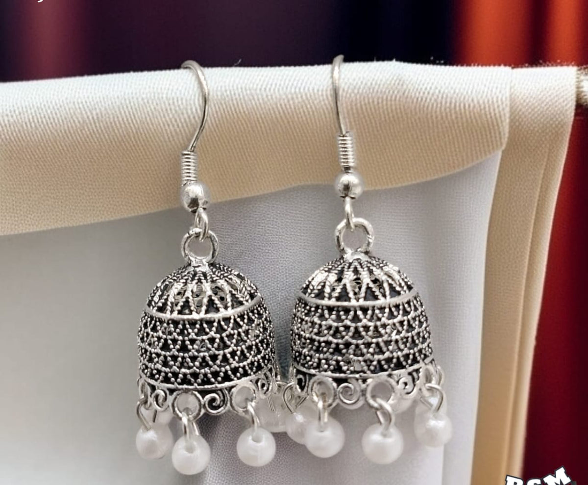 Silver Indian Jumky / Jhumka Earrings – photo 3