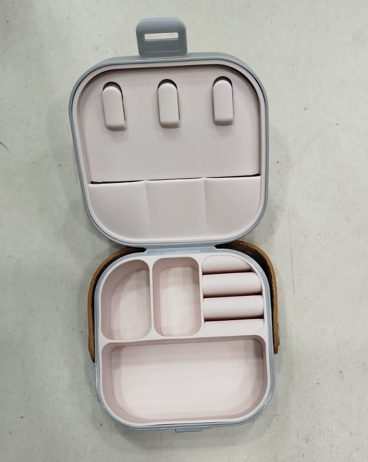 Jewelry Organizer Box | Portable Jewelry Storage Box | Sleek | Portable | Multi-Functional Travel Jewelry Organizer | Durable | Compact Ring | Necklace | Earring Storage Boxes With Mirror | For Travel | Home | Gift Option - Random Color