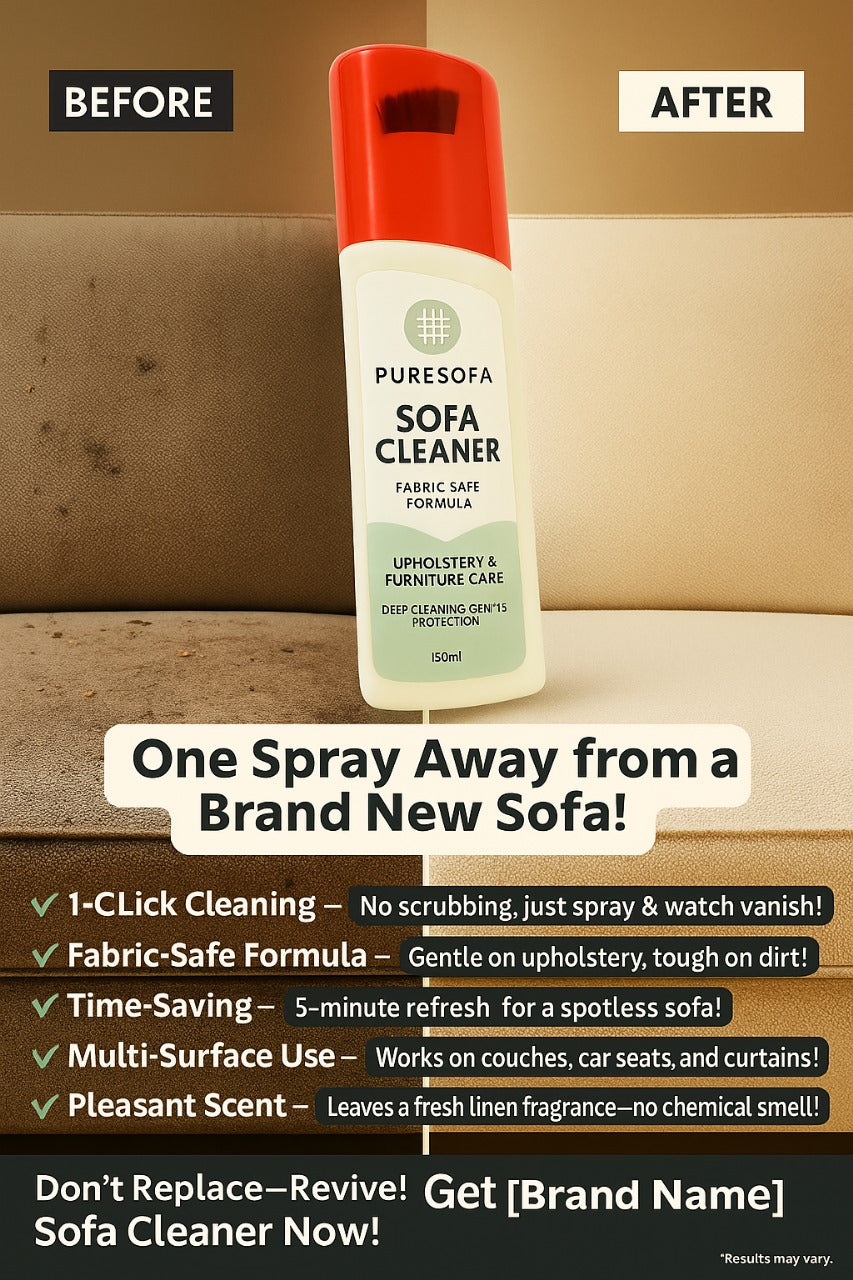 Puresofa | Sofa Cleaner Spray | Upholstery &amp; Fabric Safe | Deep Cleaning | Stain Remover | Fast Dry | Pleasant Scent | 150ml