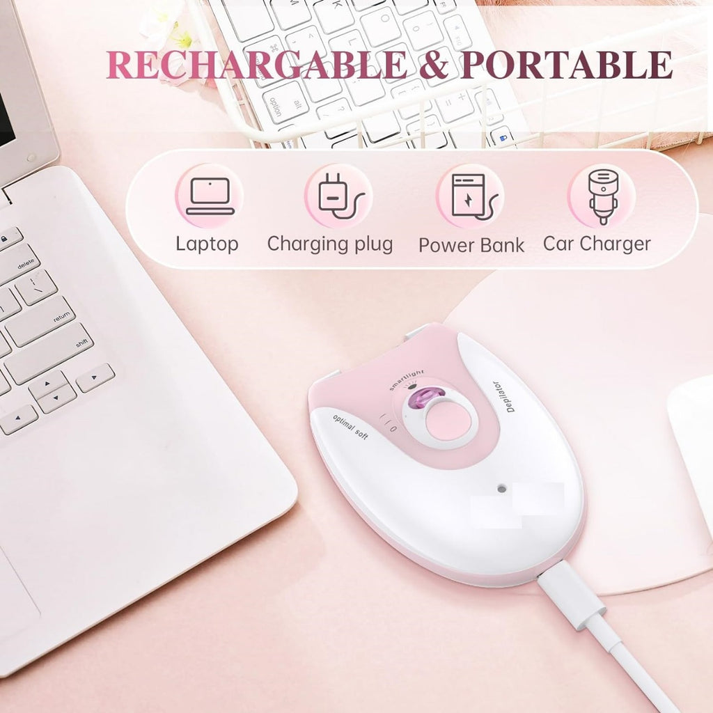 Daling DL-6032 Cordless Ladies Epilator with 2-Speed Adjustment, Painless Hair Removal, Rechargeable, Compact and Easy to Use for Legs, Arms, Underarms