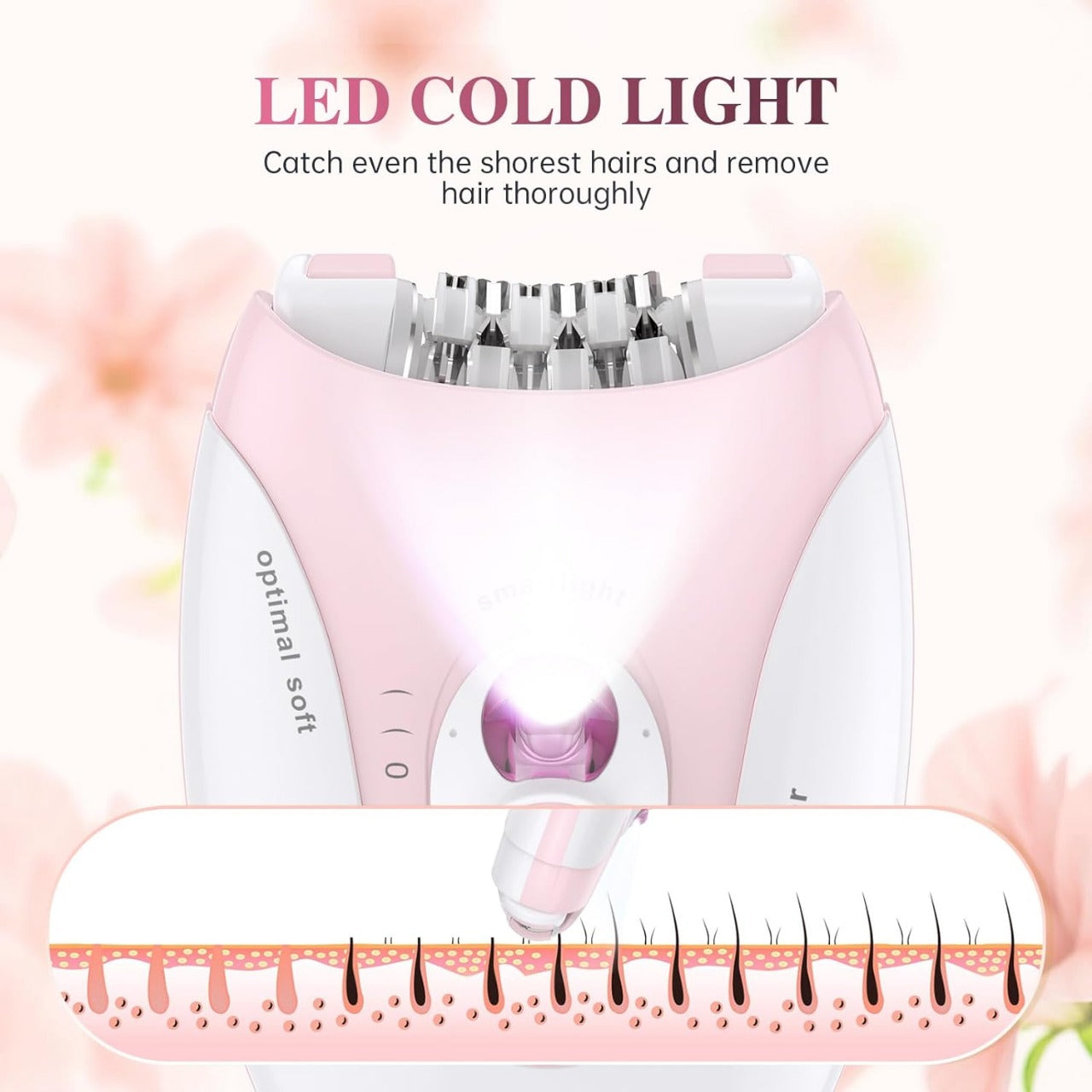 Daling DL-6032 Cordless Ladies Epilator with 2-Speed Adjustment, Painless Hair Removal, Rechargeable, Compact and Easy to Use for Legs, Arms, Underarms