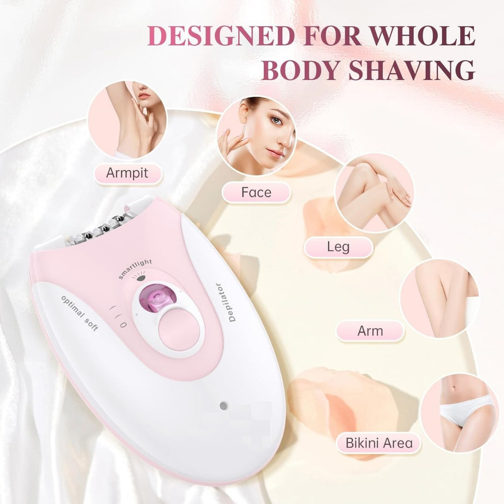 Daling DL-6032 Cordless Ladies Epilator with 2-Speed Adjustment, Painless Hair Removal, Rechargeable, Compact and Easy to Use for Legs, Arms, Underarms