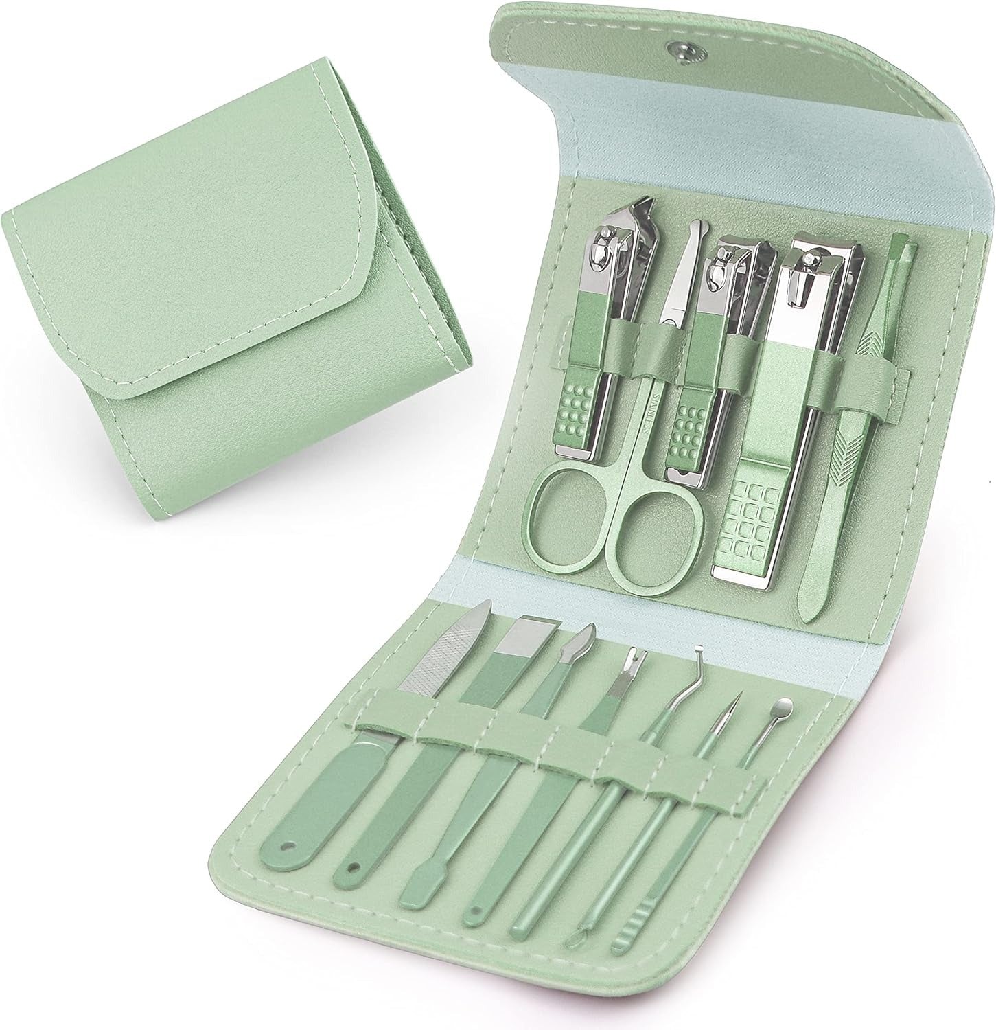 Brandomatic Manicure Kit, 16-in-1, Nail Clippers, Cuticle Scissors, Nail Files, Nail Polish Remover - Random Color