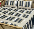 Luxury 3-Piece Frill Patchwork Double Bed Bedsheet Set �Soft Cotton Blend, Multicolor, Includes 2 Pillow Covers, Elegant Frilled Edges - Design 1