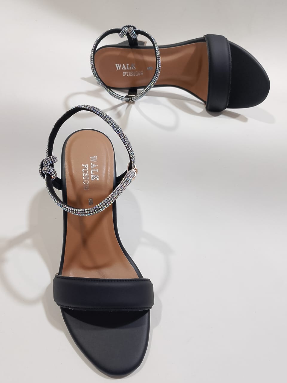 Women? Black Block Heel Sandals with Sparkling Rhinestone Straps | Elegant Party &amp; Casual Footwear - 7