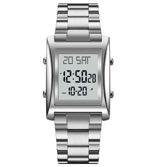 Skmei Men? Digital Square Watch �Stainless Steel Chain, Quartz Movement, Without box - Golden