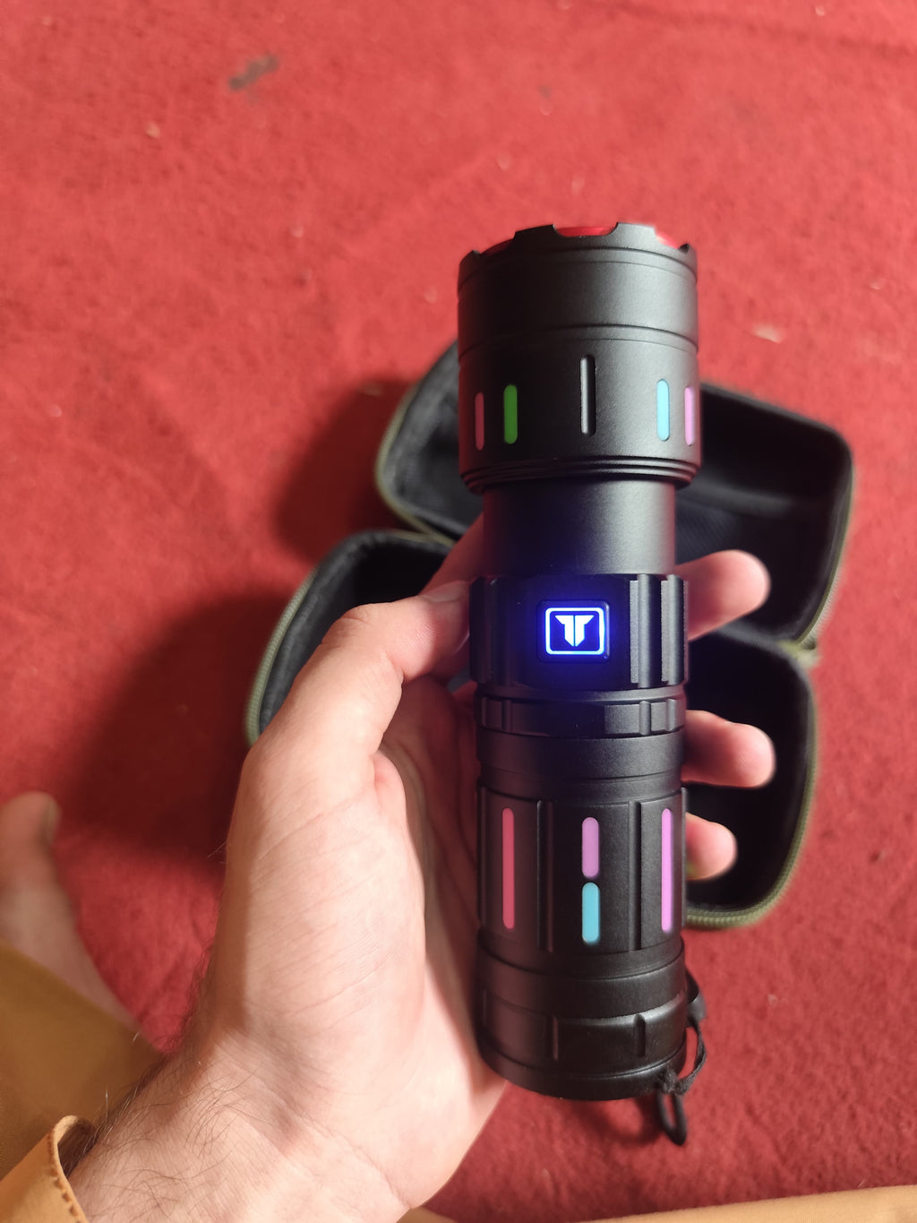 Tactical LED Flashlight Kit with Portable Green Hard Case �High-Powered, Rechargeable, Multi-Mode Light
