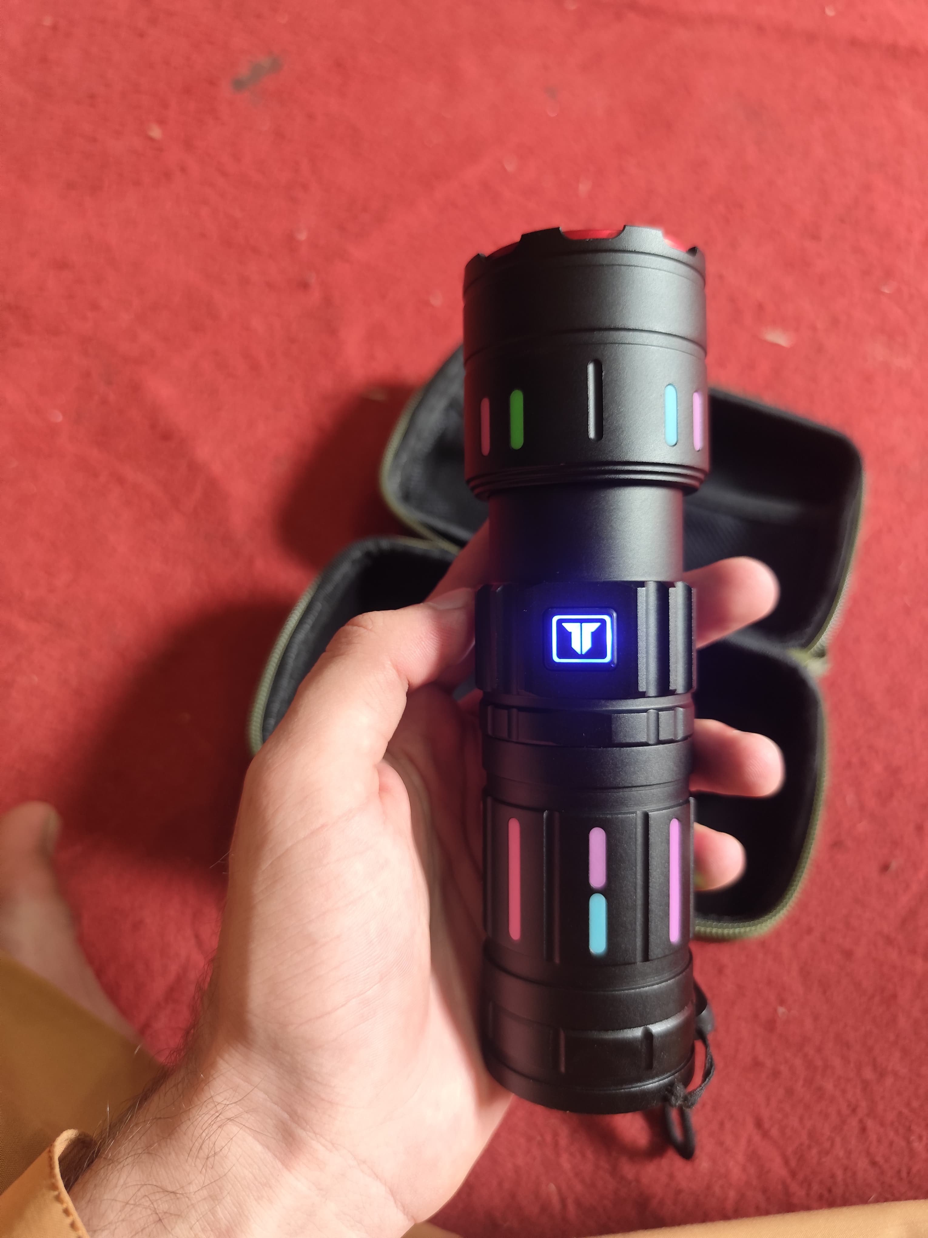 Tactical LED Flashlight Kit with Portable Green Hard Case �High-Powered, Rechargeable, Multi-Mode Light