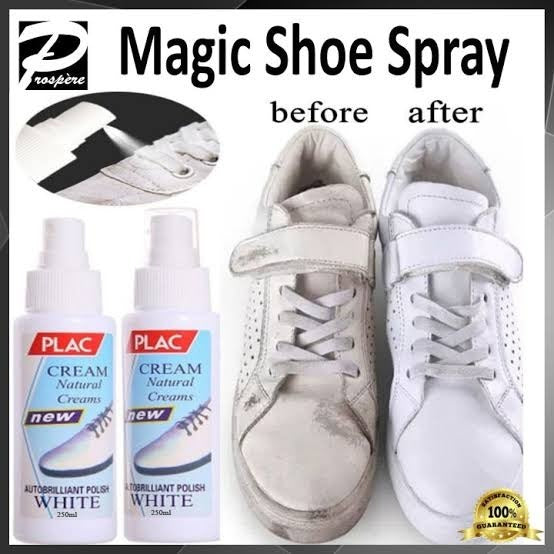 PLAC White Shoe Polish Spray �Magic Instant Cleaner for White Shoes (250ml)
