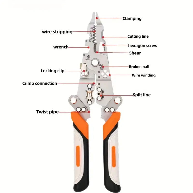 Foldable 8-in-1 Wire Stripping &amp; Cutting Multi-Tool
